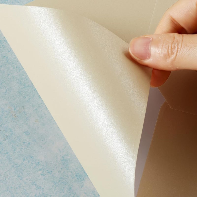 Homtable 50 Pieces Shiny Envelopes with Gold Stickers for Wedding Invitation Cards, Graduation, Baby Shower, Greeting Cards (Cream Color, A7, 5x7) - Image 4